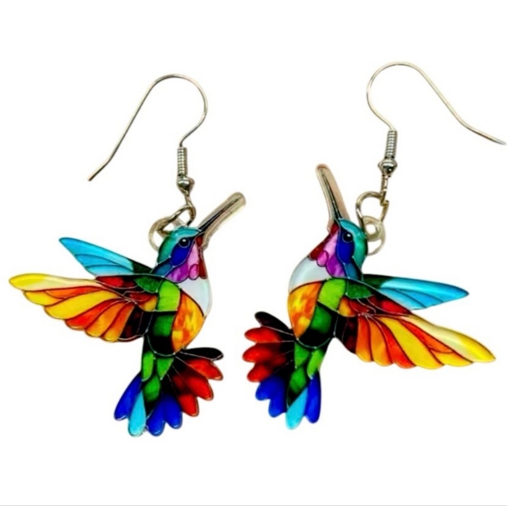 Colorful Hummingbird Dangle Earrings